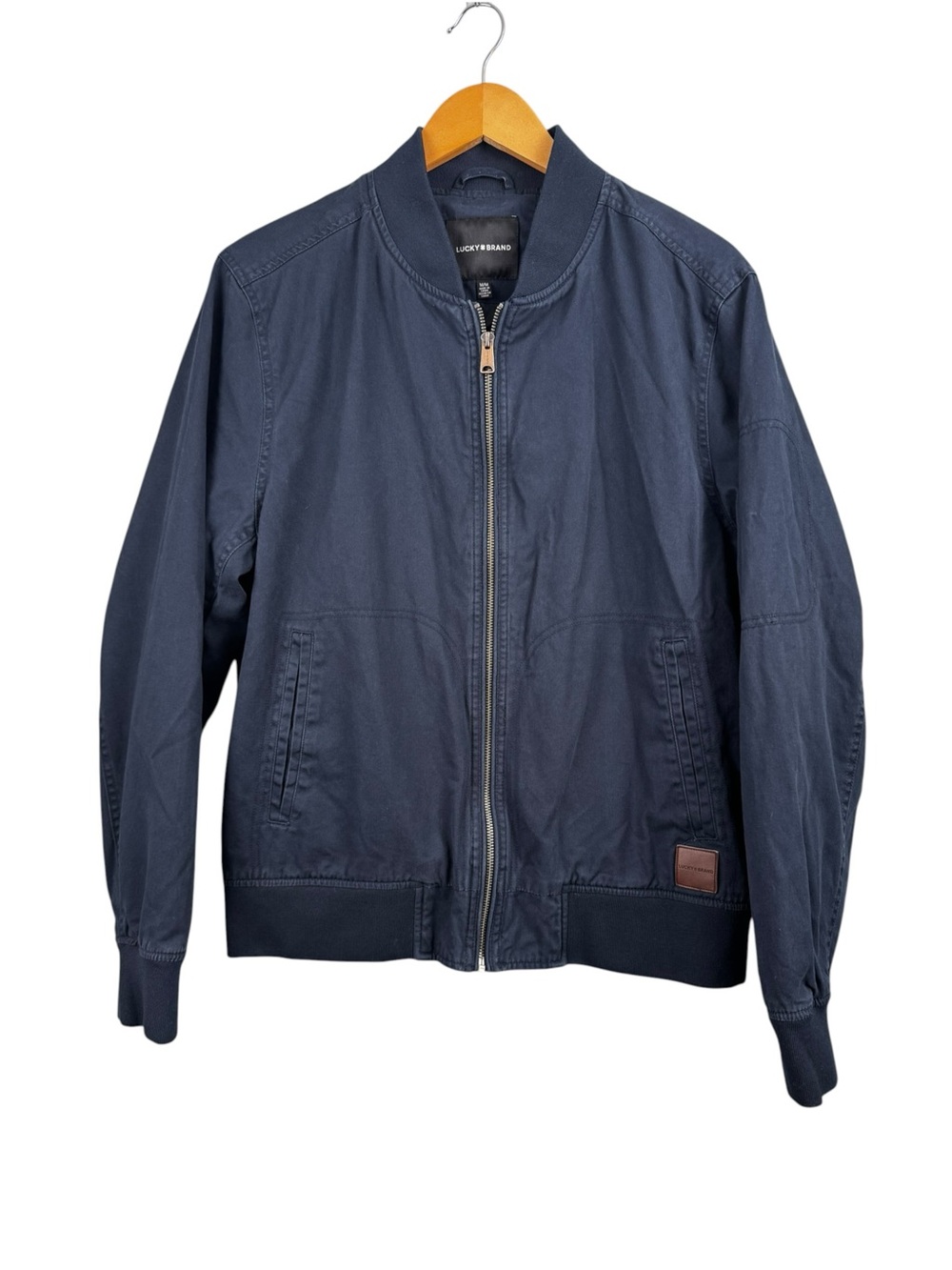 Lucky Brand Men’s Medium Navy Blue Bomber Jacket Cotton Full Zip